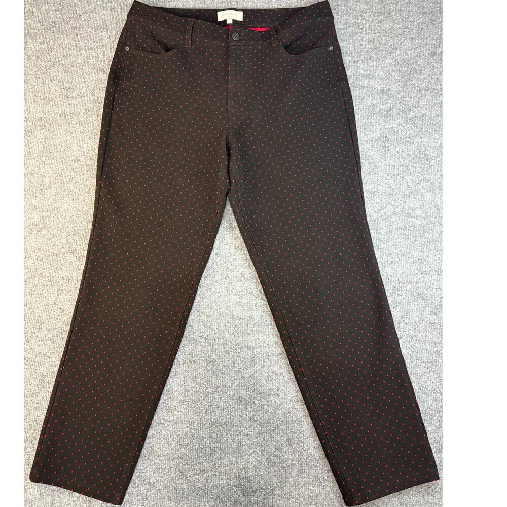 Talbots Womens Pants Jeans Black with Red polka dots Sz. 14 Soft velvet texture